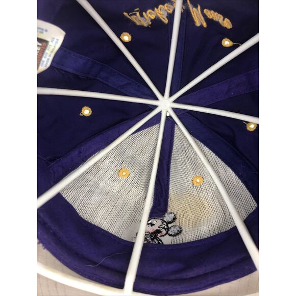 Vintage Mickey Mouse Snap Back Trucker's Hat Purple Yellow Cap One Size - Picture 7 of 8